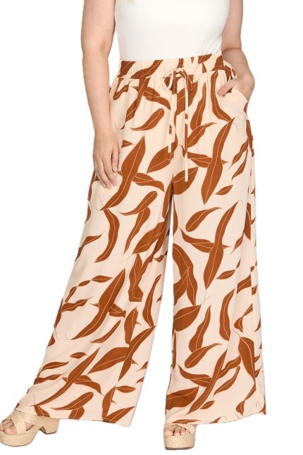 Plus Printed Pants With Pockets