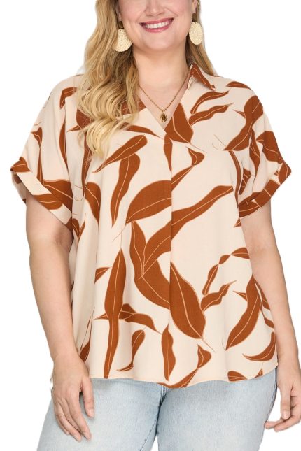 Plus Printed Woven Top