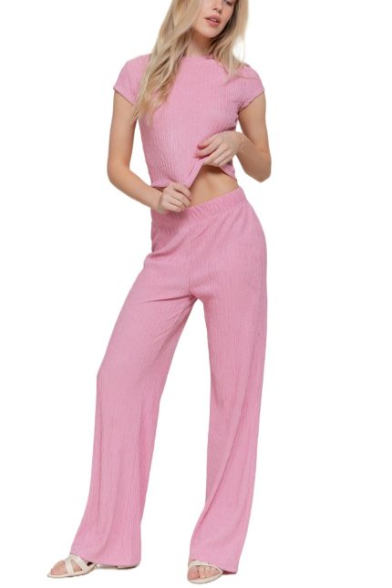 Plus Short Slv Top N Flare Pants Set