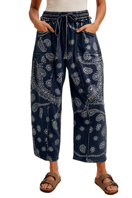 Printed Barrel Fit Utility Knit Pants