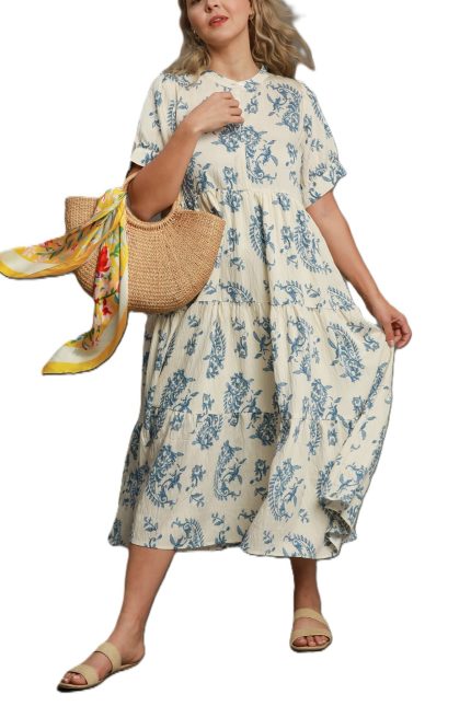 Plus Tiered Textured Midi Dress