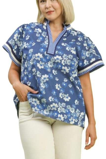 Plus Mixed Media Print Top