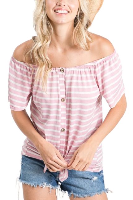 Off Shoulder Front Tie Top