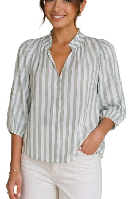 Stripe Puff Sleeve Top