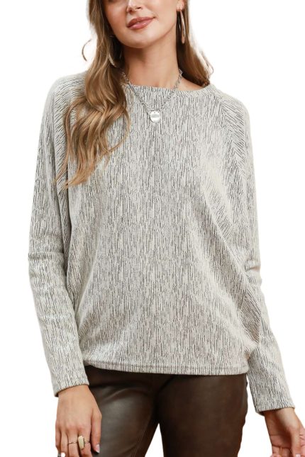 Textured Knit Long Sleeve Pullover Top