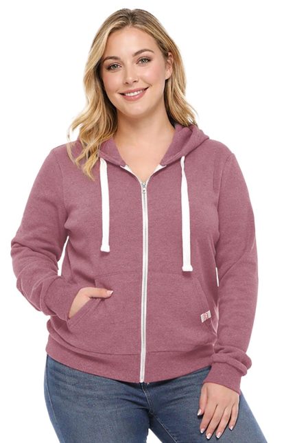 Plus Size Basic Knit Full-zip Hoodie Jacket