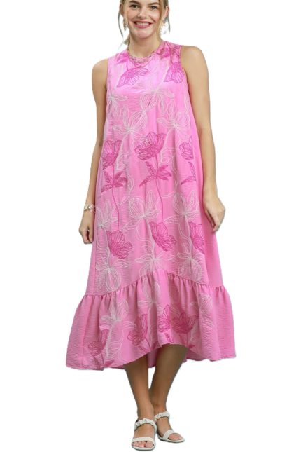 Floral Print Sleeveless Ruffle Hem Midi Dress