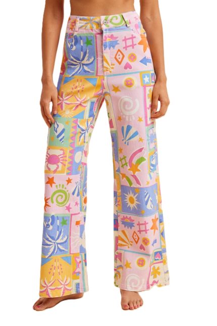 Summer Patchwork Wide Leg Lightweight Denim Pants