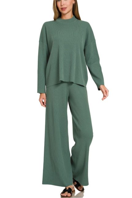Viscose Sweater Top And Pants 2pcs Set