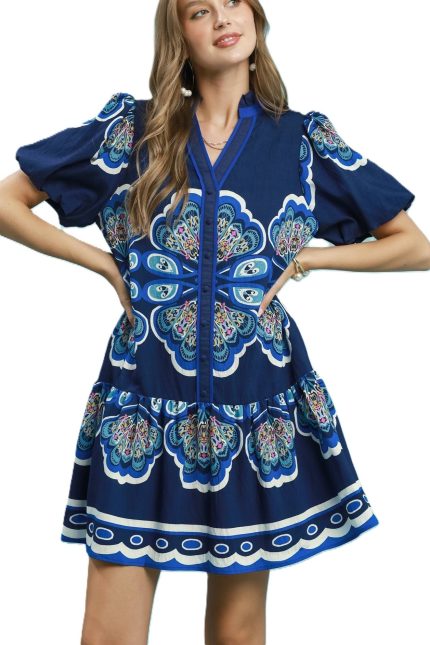 Boho Flutter Sleeve Tiered Mini Dress