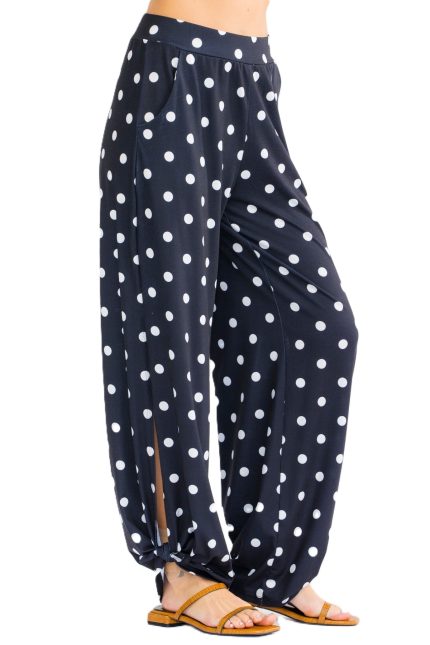 Polka Dot Wide Leg Ankle Tie Pants