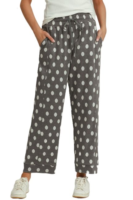 Polka Dot Print Straight Leg Pants