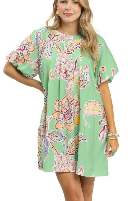 Flutter Sleeve Floral Print Dress
