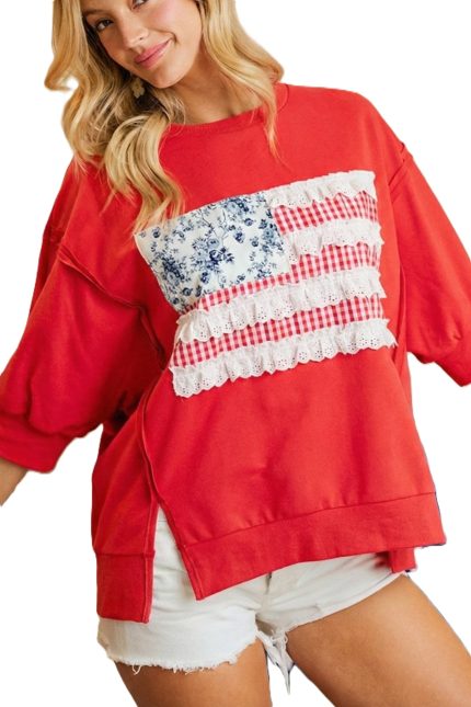 Patchwork Open Seam French Terry Top