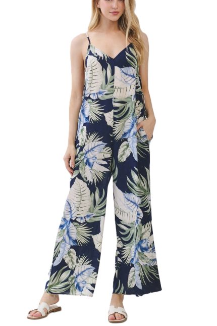 Print Sleeveless Wide Leg Jumpsuit