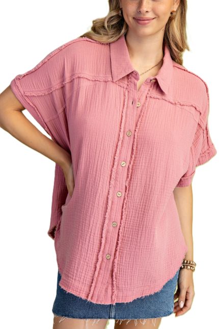 Gauze Button Down Top