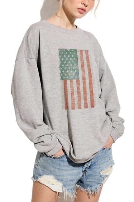 Vintage American Flag Heavy Pullover Sweatshirts
