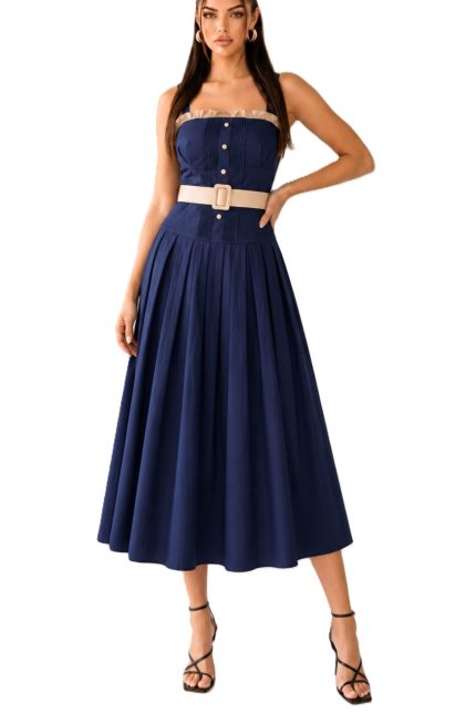 Spaghetti Straps Pleated Maxi Dress
