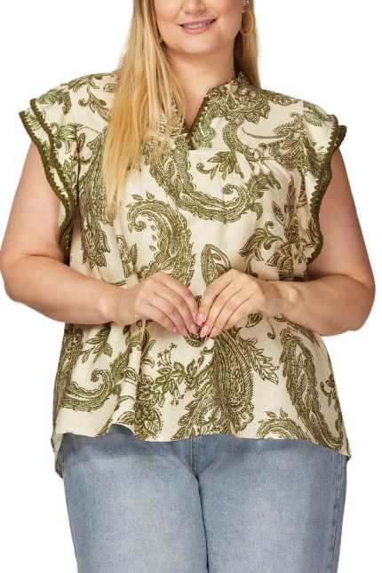 Plus Printed Woven Top