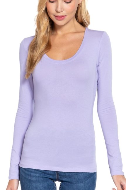 Jr Plus Long Sleeve Scoop Neck Basic Top