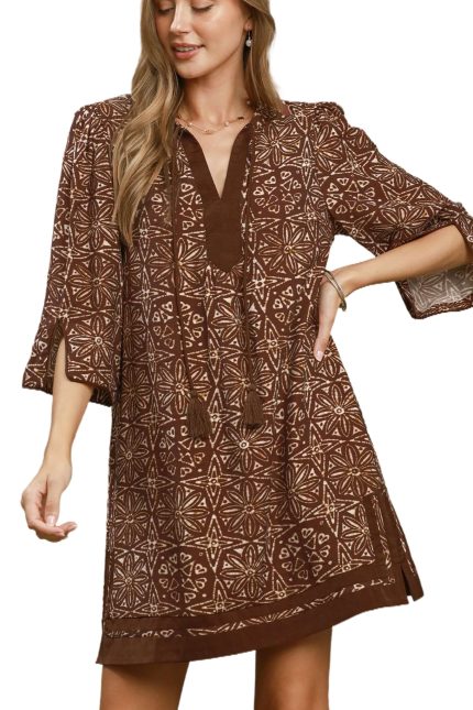 V-neck Tassel Detail Tunic Dress