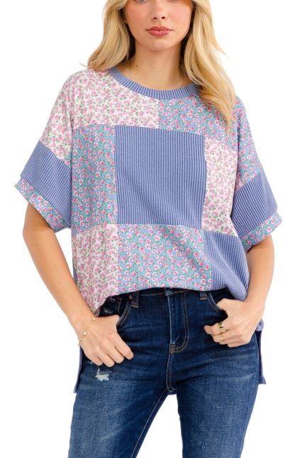 Floral Patchwork Short Sleeve Top