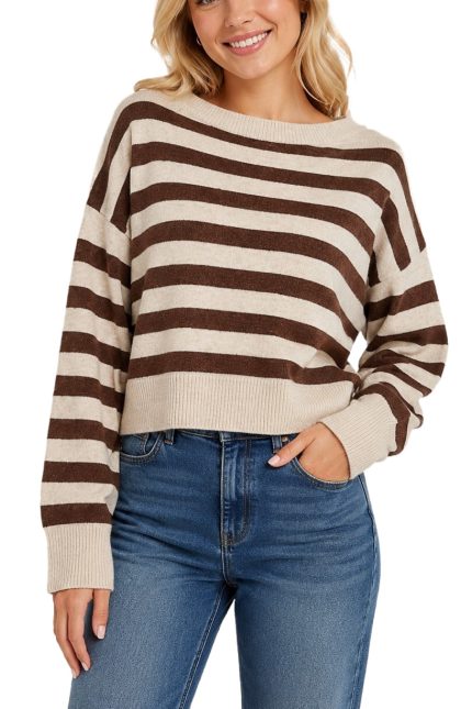 Horizontal Striped Boatneck Sweater