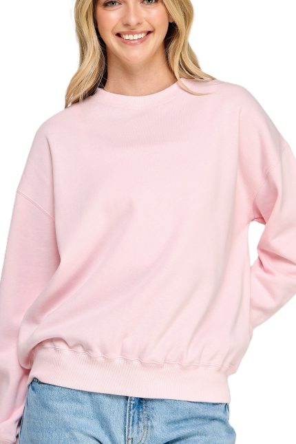 Fleece Basic Relaxed Fit Crew Neck Sweatshirt