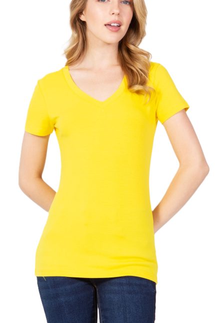 Basic Short Sleeve V Neck T-shirt Top