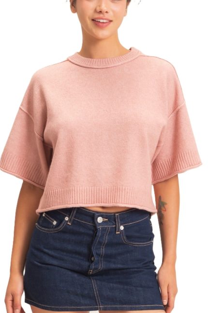 Seam Detail Short Sleeve Knit Top