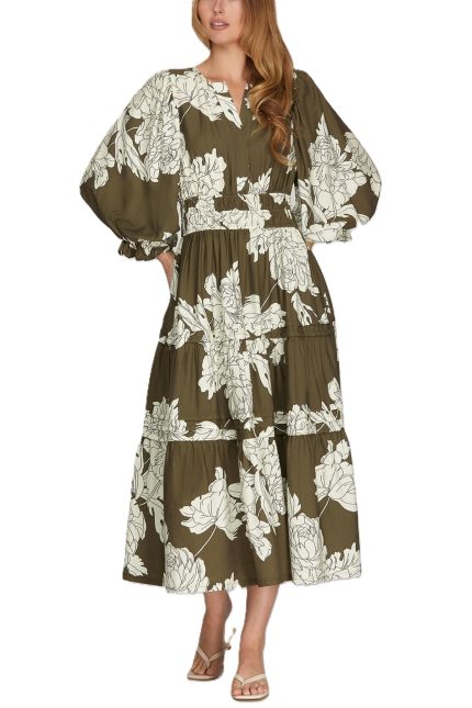 Floral Print Woven Midi Dress