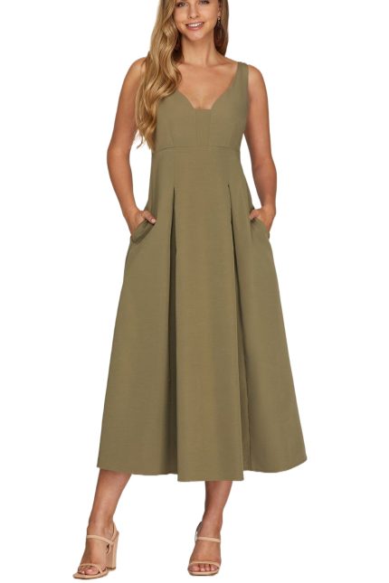 Sleeveless Woven Midi Dress