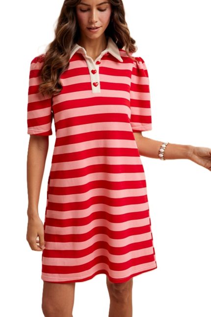 Stripe Pique Polo Mini Dress