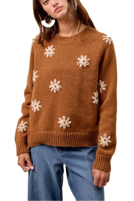 Flower Embroidered Sweater