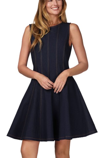 Sleeveless A Line Denim Mini Dress