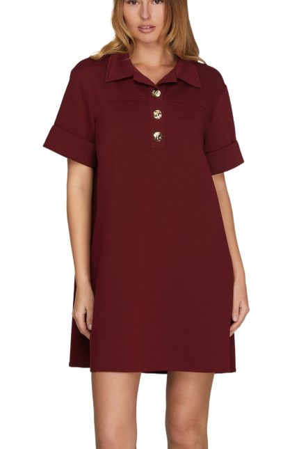 Knit Collared Shift Mini Dress