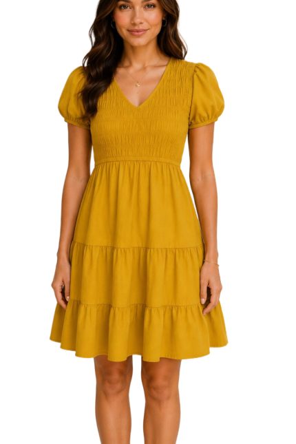 Smocked Tiered Mini Dress