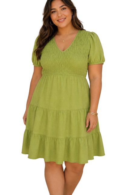 Plus Smocked Tiered Mini Dress