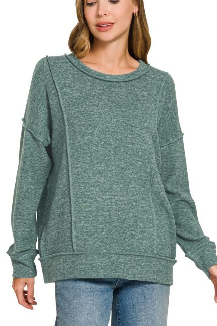 Brushed Hacci Drop Shoulder Sweater