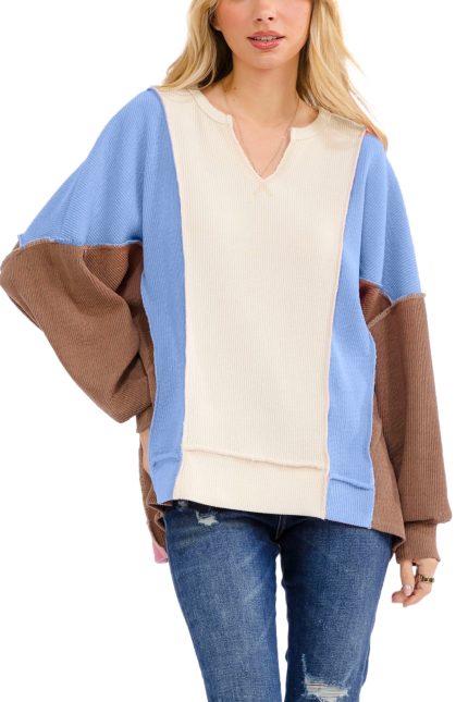 Color Block Knit Oversized Top
