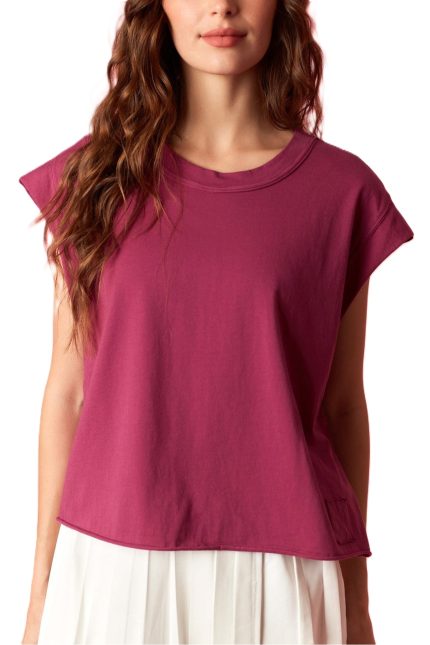 Cotton Jersey Round Neck Sleeveless Crop Top