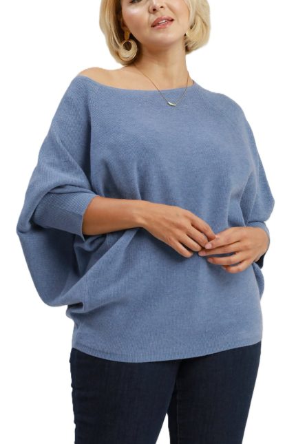 Plus Boat Neck Knit Sweater Top