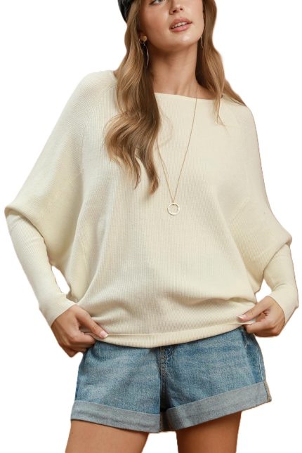 Boat Neck Knit Sweater Top