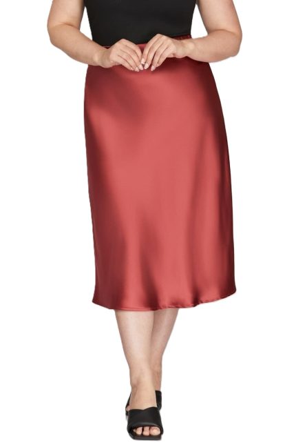 Plus Bias Satin Midi Skirt
