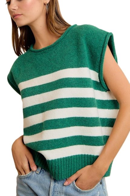 Striped Sleeveless Knit Top