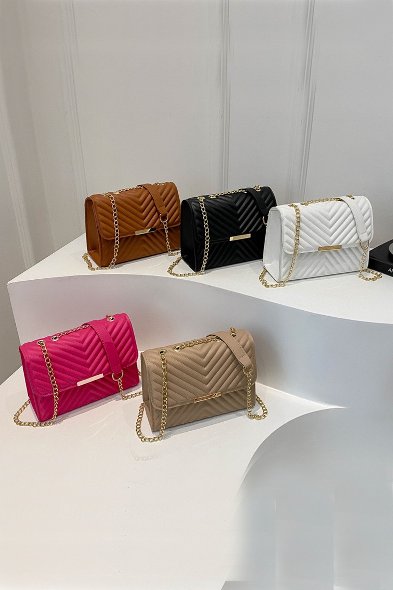 Quilted Chevron Grid Shoulder Bag