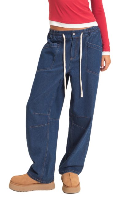 Elastic Waist Denim Pants