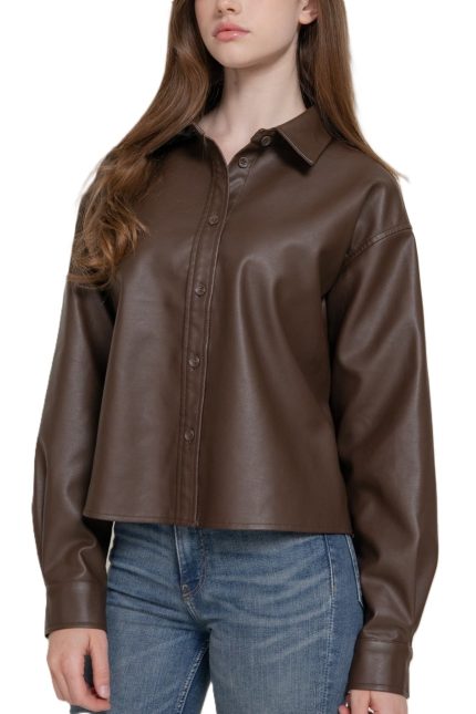 Jr Fit Washed Faux Leather Shirt