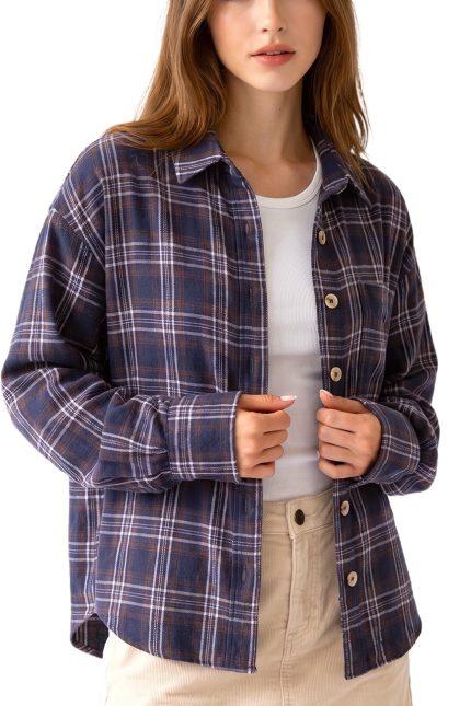Button Down Flannel Plaid Shirt