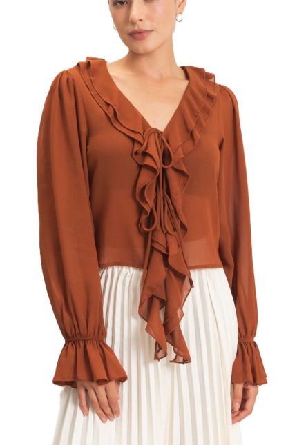 Ruffled V-neck Blouse